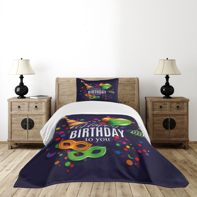 Balloons Ribbons Masks Bedspread Set