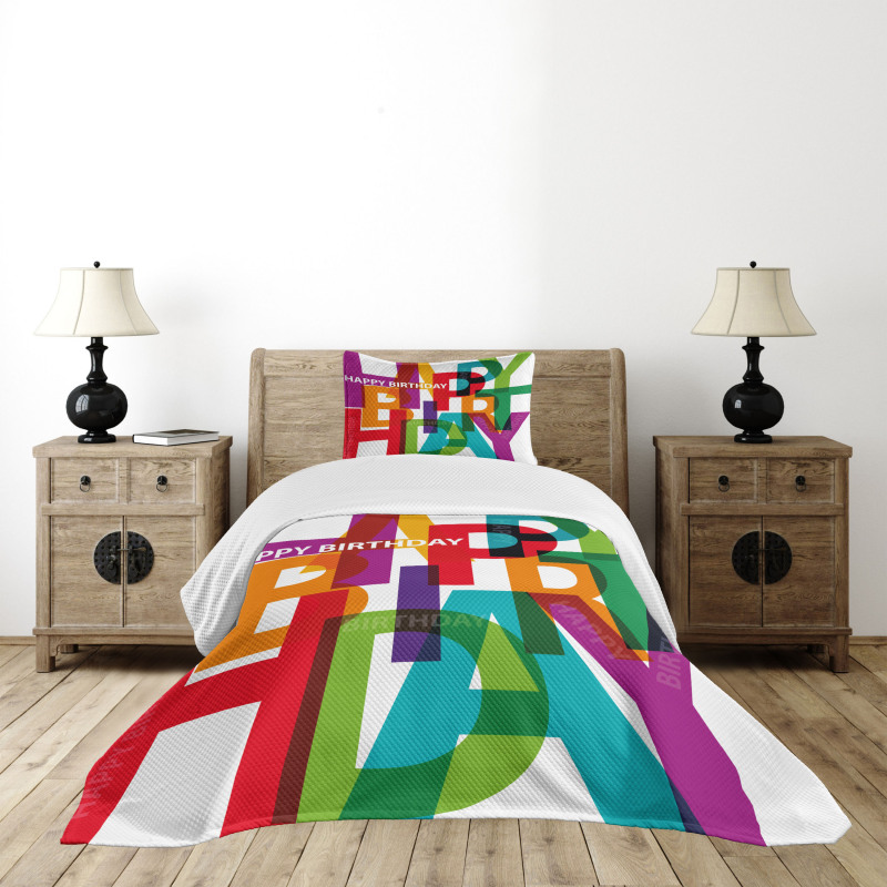 Broken Text Graphic Bedspread Set