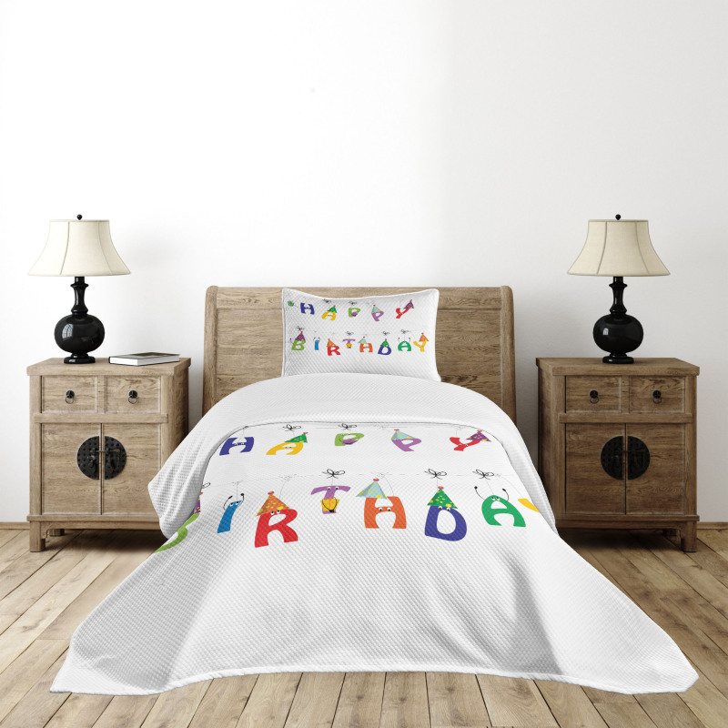 Funny Letters on Ropes Bedspread Set