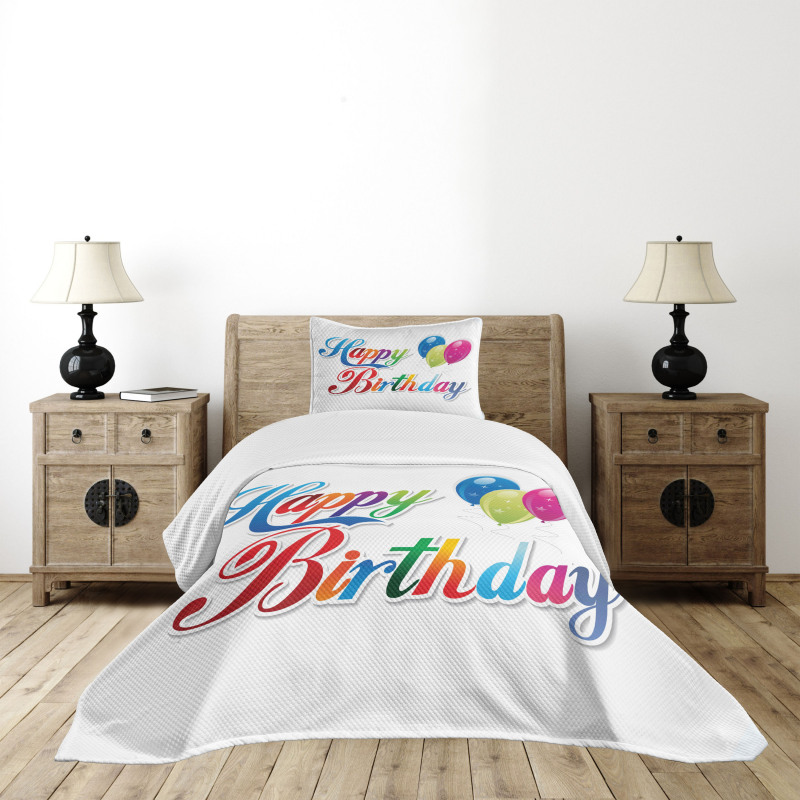 Modern Writing Balloon Bedspread Set