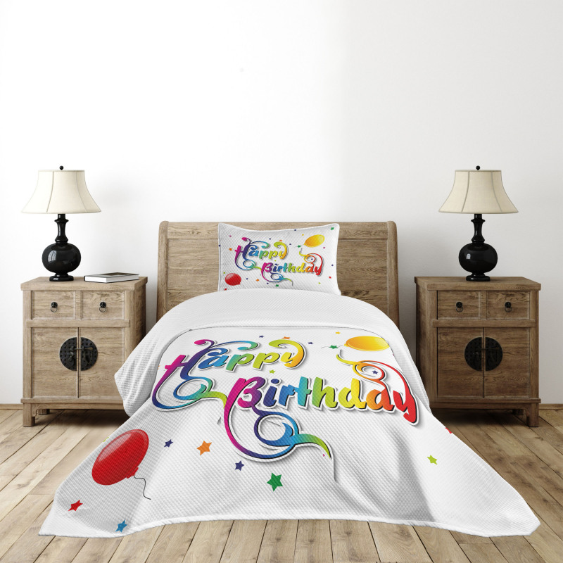 Birthday Words Floral Bedspread Set