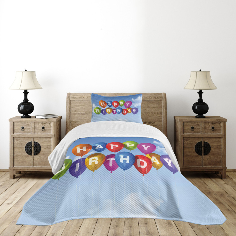 Balloons Letters Sky Bedspread Set