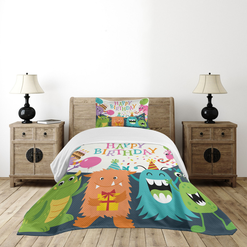 Monster Birthday Bedspread Set