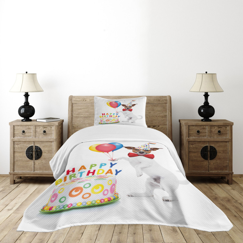 Dance Party Dog Cake Bedspread Set