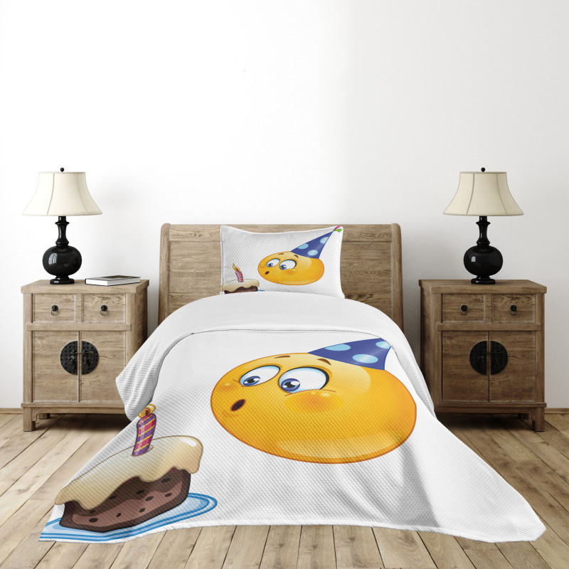 Emoji Face with Cone Bedspread Set