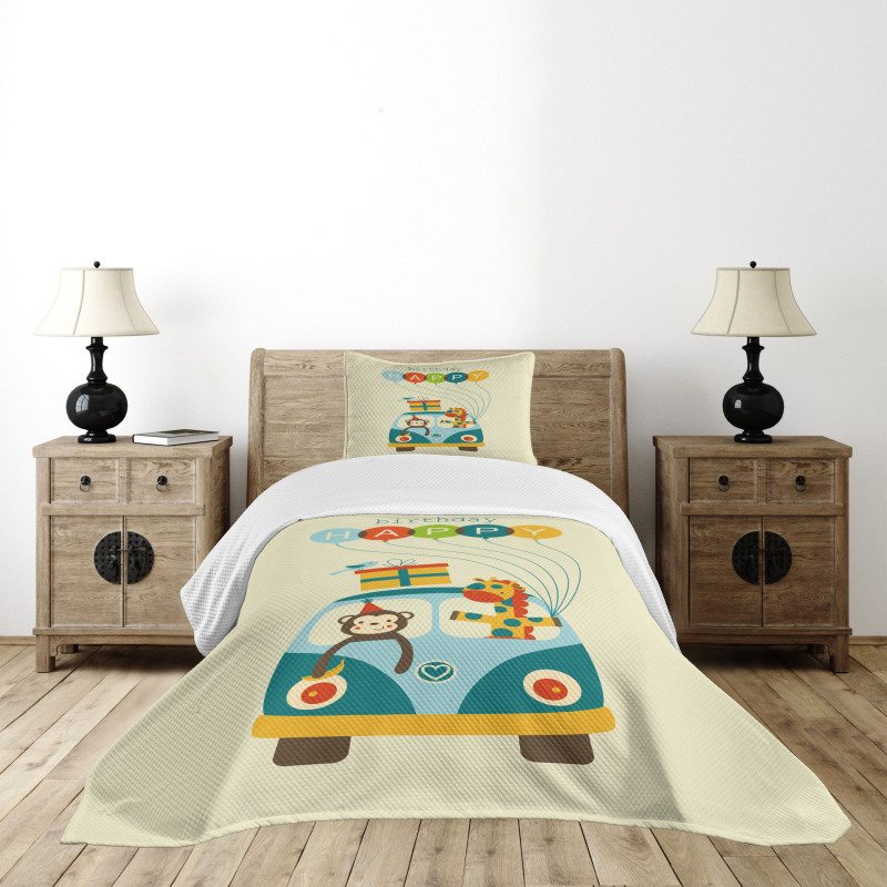 Hippie Birthday Van Bedspread Set