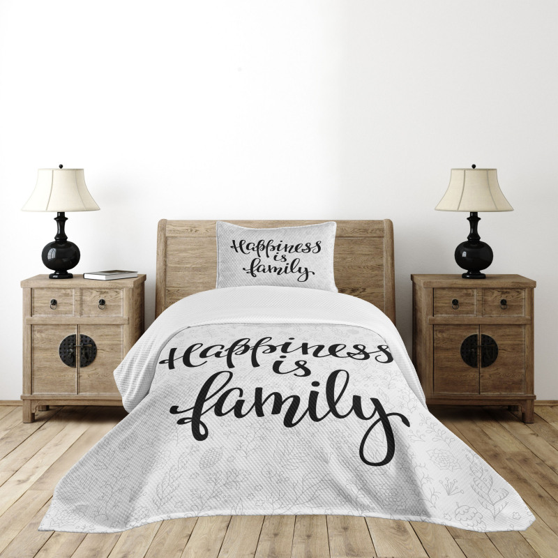 Happiness Phrase Bedspread Set