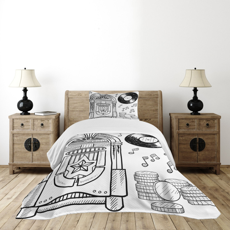 Music Box Notes Coins Bedspread Set