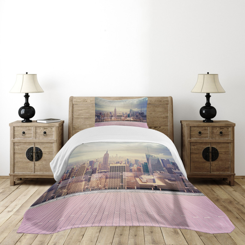 New York Usa Roof View Bedspread Set