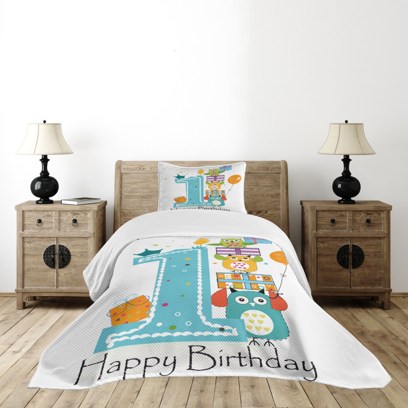 First Cake Candle Owls Bedspread Set