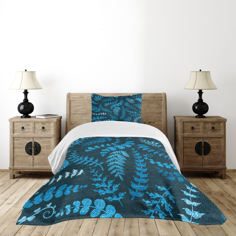 Floral Swirl Leaves Branch Bedspread Set