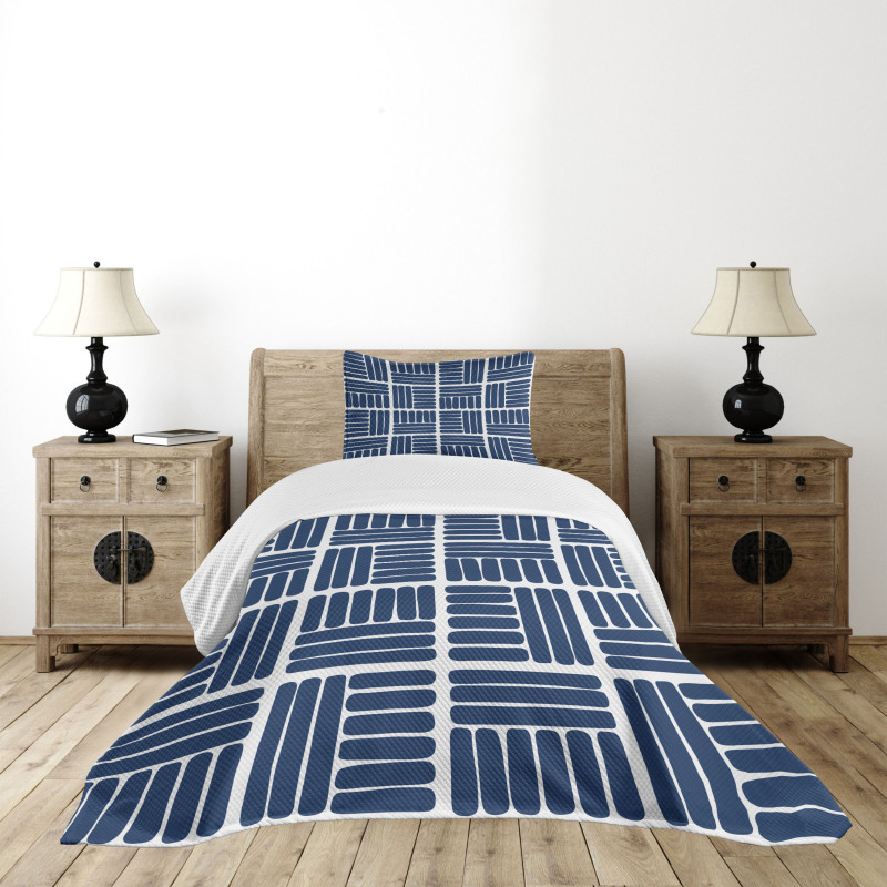 Stripes in Squares Bedspread Set