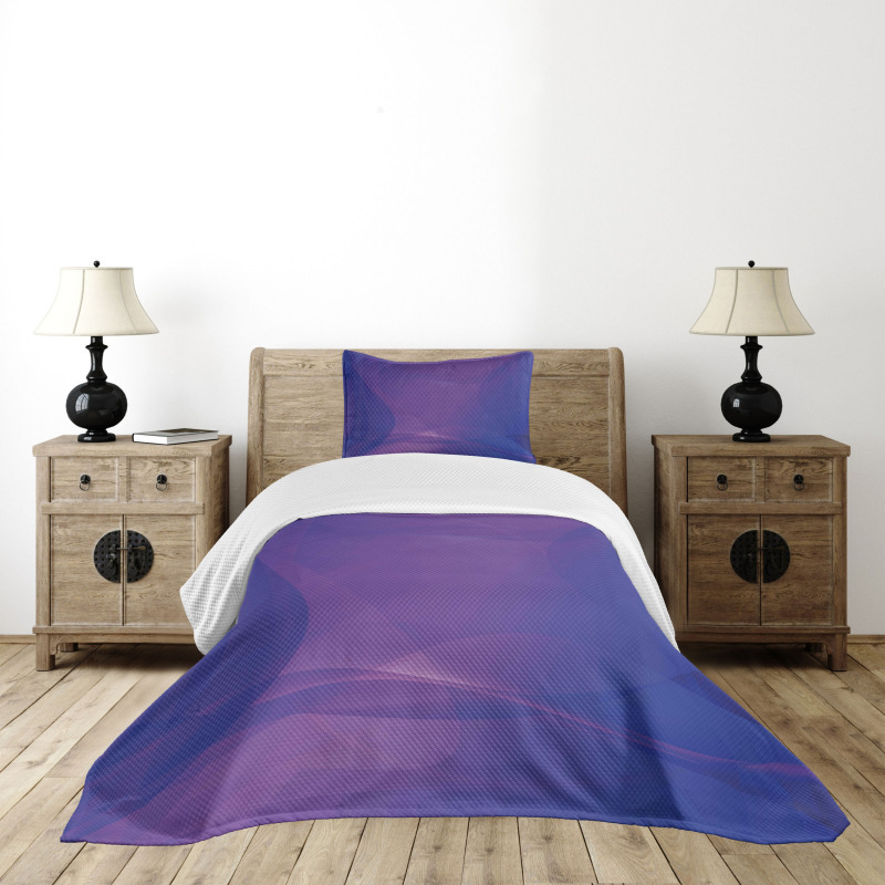 Indigo Wavy Modern Art Bedspread Set