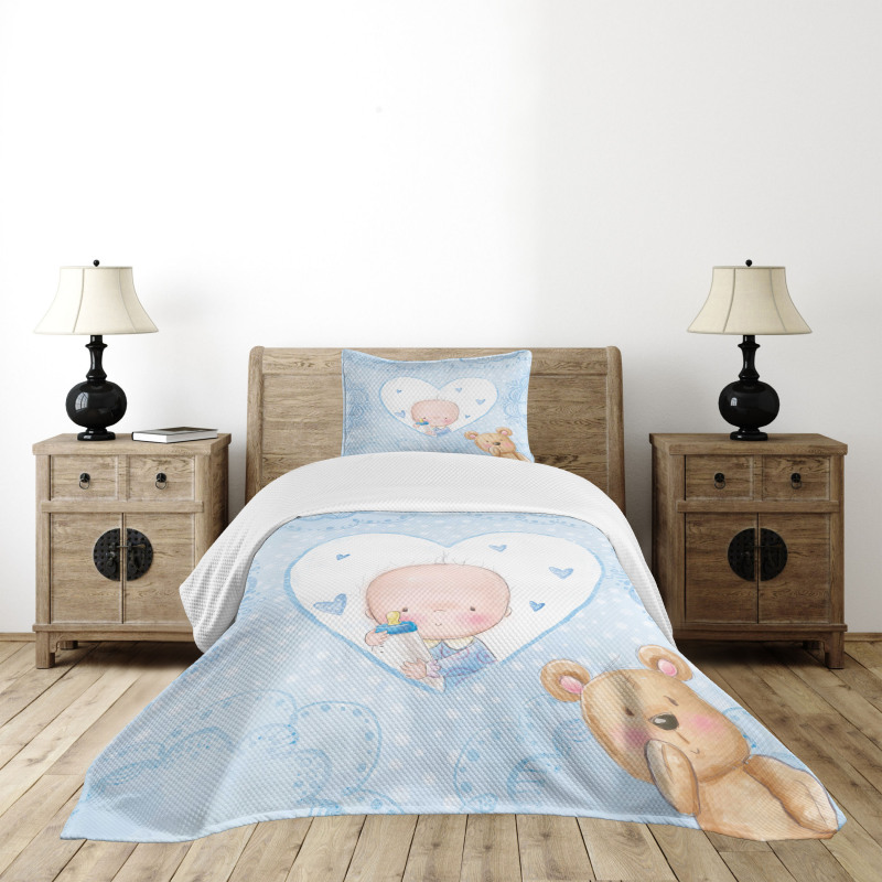 Baby Boy Teddy Bear Bedspread Set