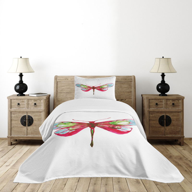 Watercolor Dragonfly Bedspread Set