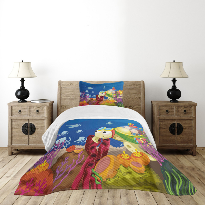Cartoon Turtle Children Bedspread Set