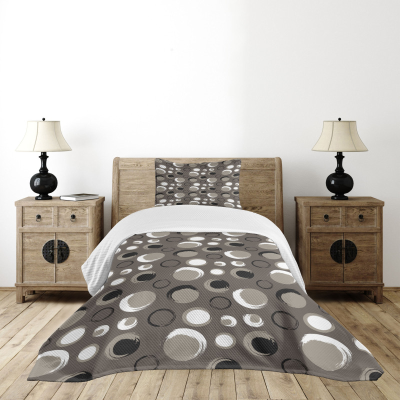 Dots Brushstrokes Grunge Bedspread Set