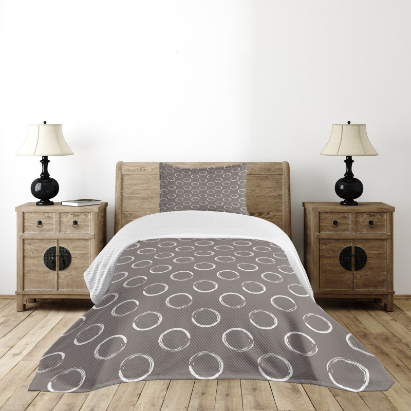 Ring Shapes Grungy Art Bedspread Set