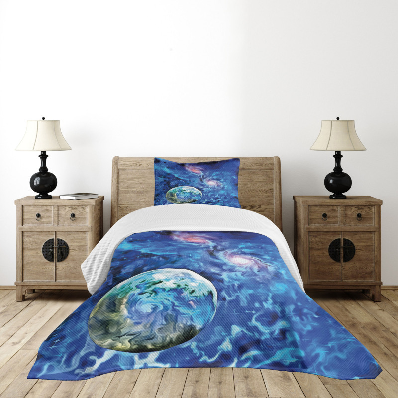 Planet Space Art Bedspread Set