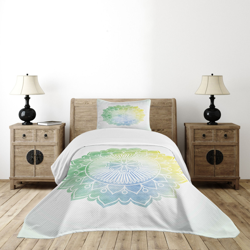 Doodle Watercolor Flora Bedspread Set