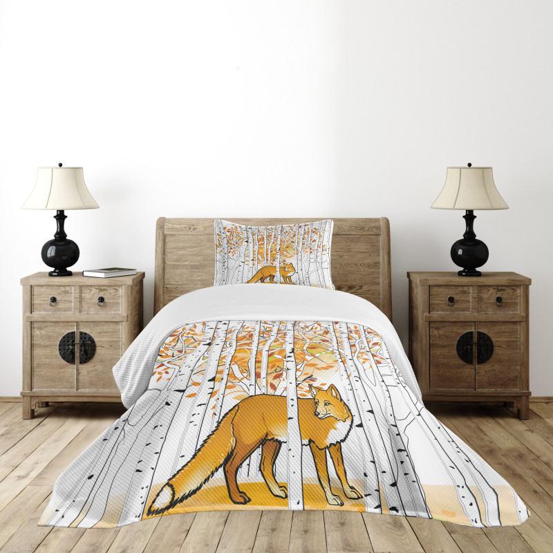 Fox Autumn Forest Bedspread Set