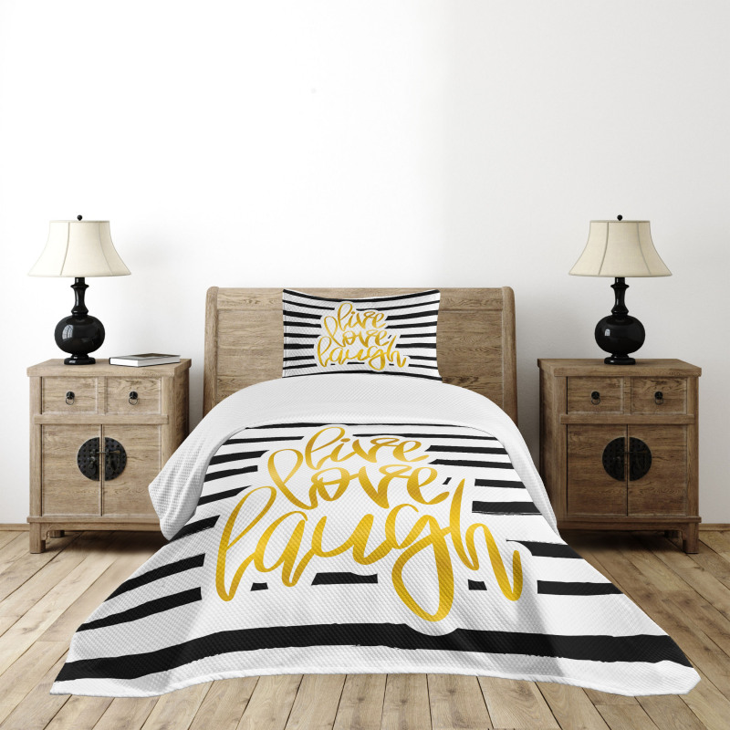 Stripes Text Bedspread Set