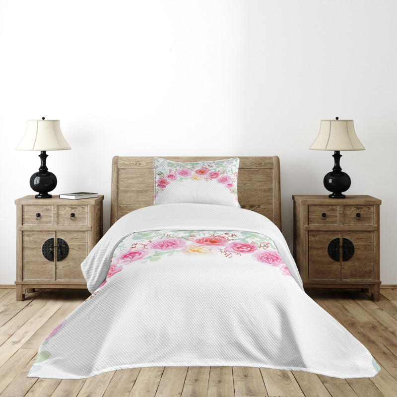 Floral Wreath Peony Bedspread Set