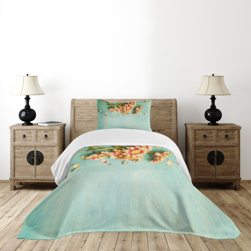 Gerbera Bunch Blue Bedspread Set