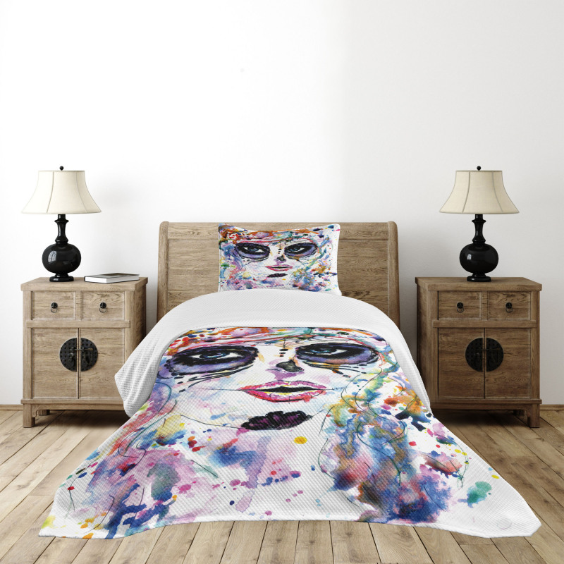 Creepy Makeup Girl Bedspread Set