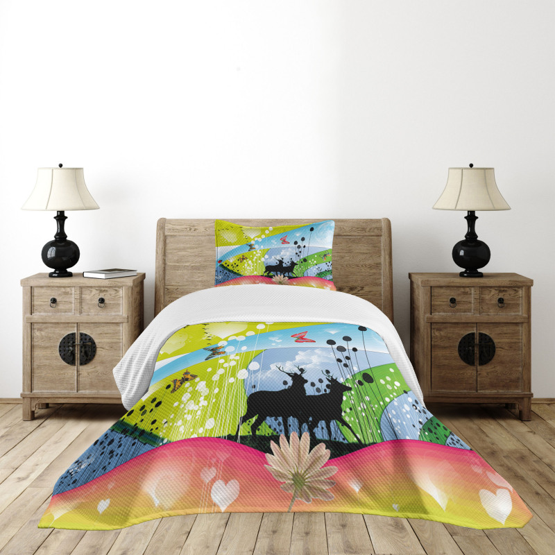 2 Reindeer in Spring Bedspread Set