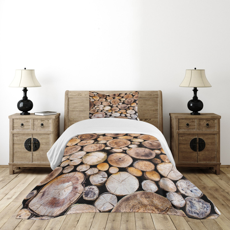 Wooden Logs Oak Tree Bedspread Set