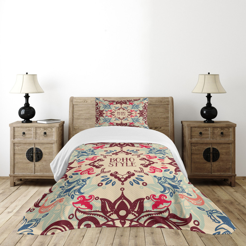 Ornate Floral Ethnic Bedspread Set