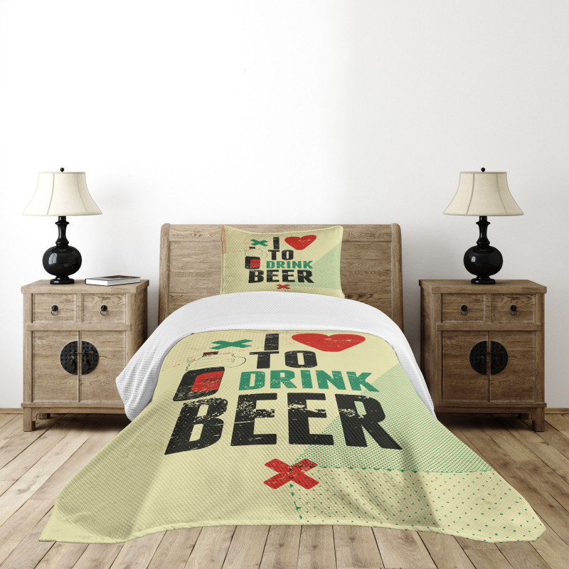 Love Beer Grunge Hand Bedspread Set