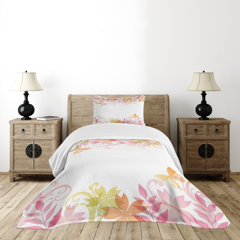 Floral Spring Wreath Bedspread Set