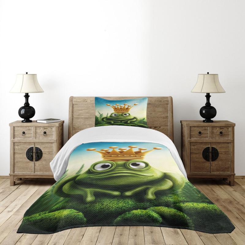 Frog Prince on Moss Stone Bedspread Set