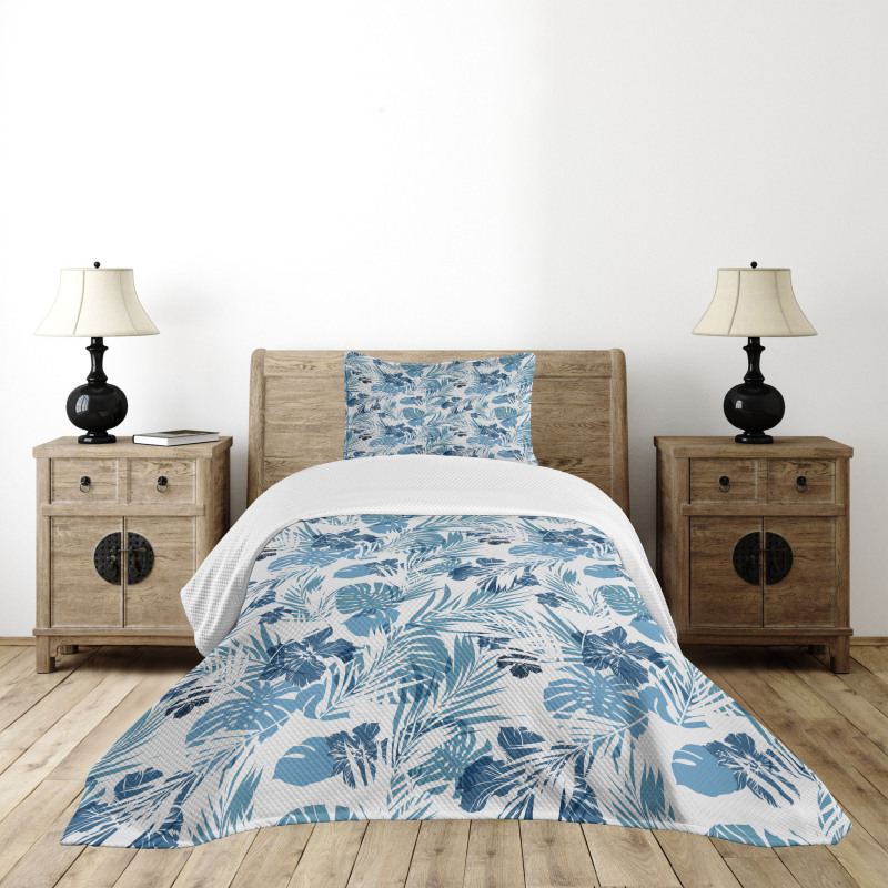 Hawaiian Flowers Palm Tree Bedspread Set