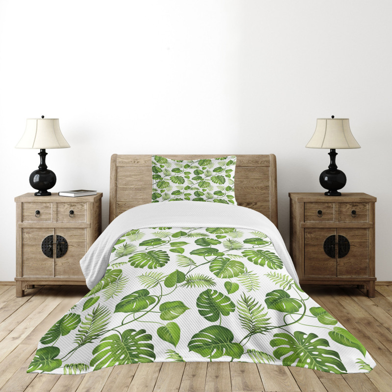 Swirls Palm Banana Trees Bedspread Set