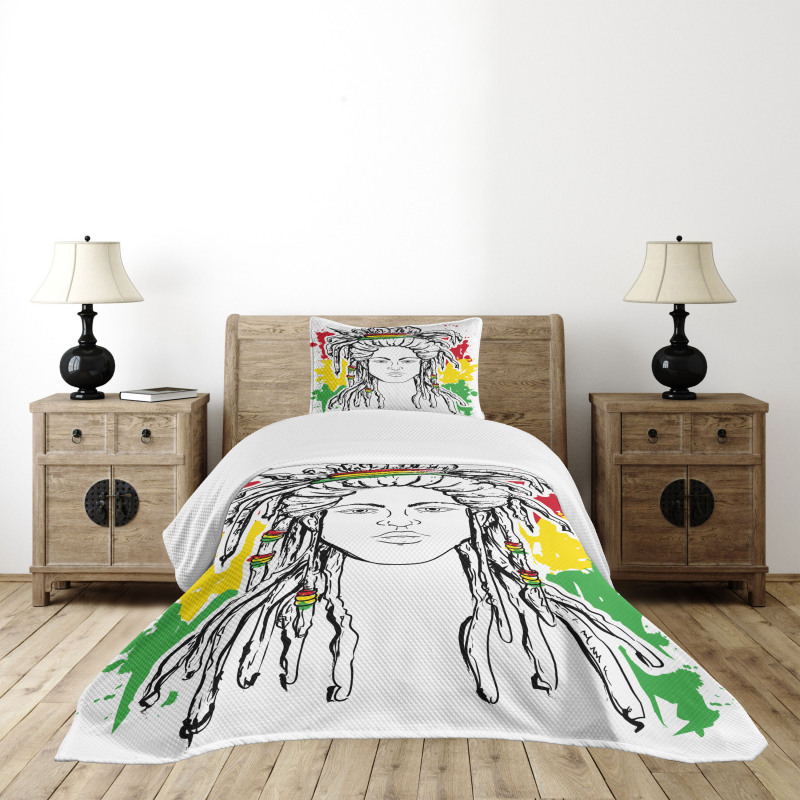 Grunge Flag Colors Reggae Bedspread Set