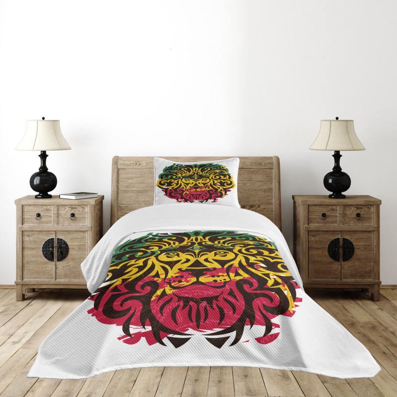 Ethiopian Wild Lion Head Bedspread Set