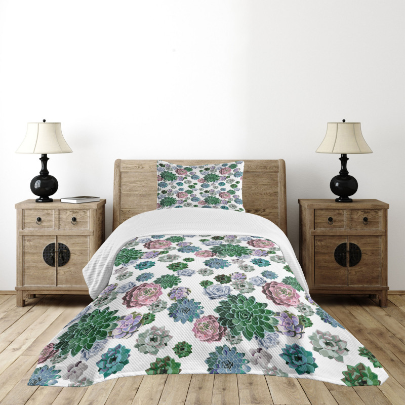 Succulent Plants Garden Bedspread Set