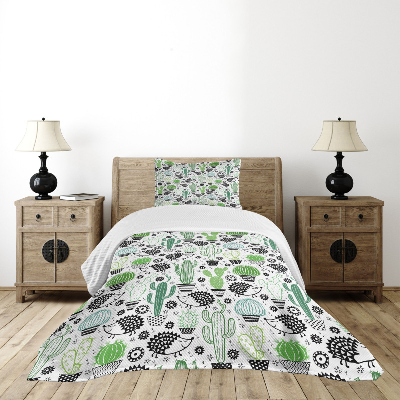 Hedgehog Saguaro Cartoon Bedspread Set