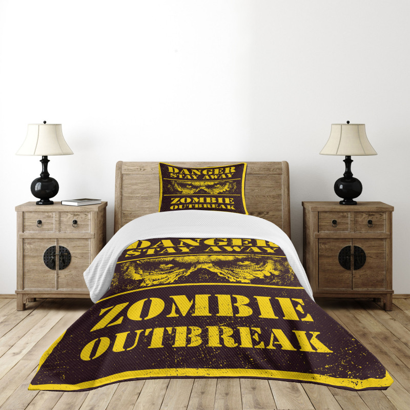 Monster Warning Bedspread Set