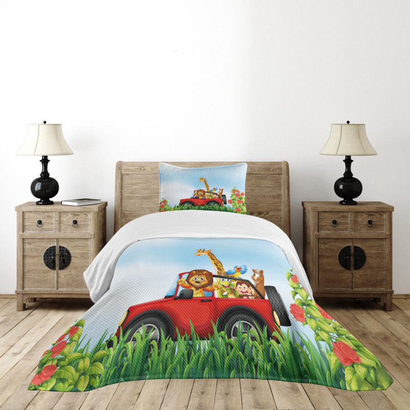 Cartoon Wildlife Animals Bedspread Set