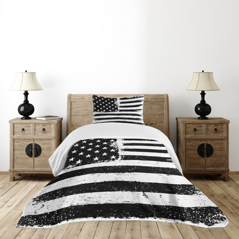 Black and White Flag Bedspread Set