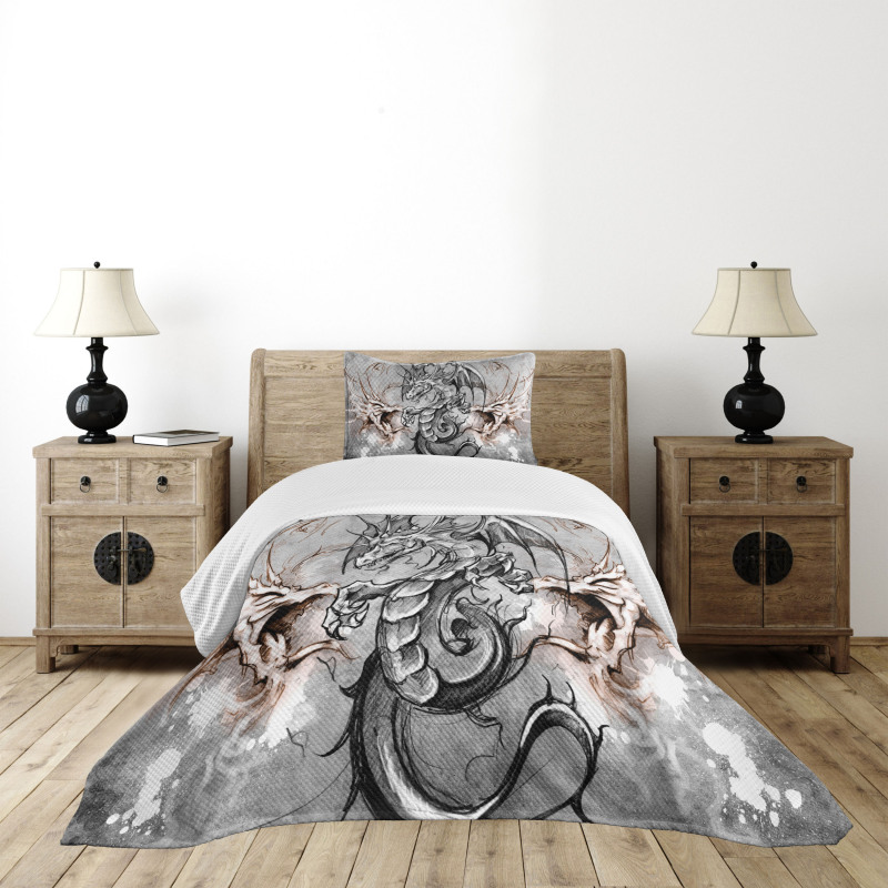 Scary Creature Sketch Bedspread Set