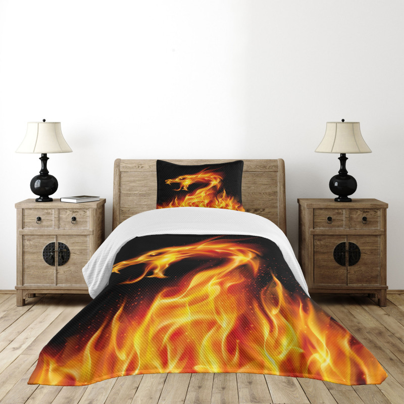 Abstract Fiery Creature Bedspread Set