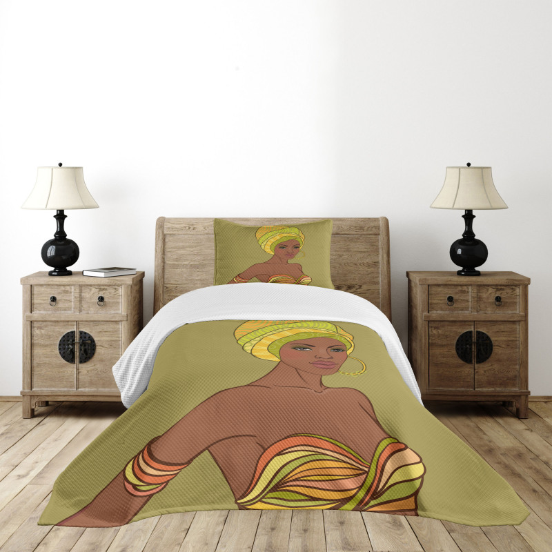 Fashion Lady with Earrings Bedspread Set