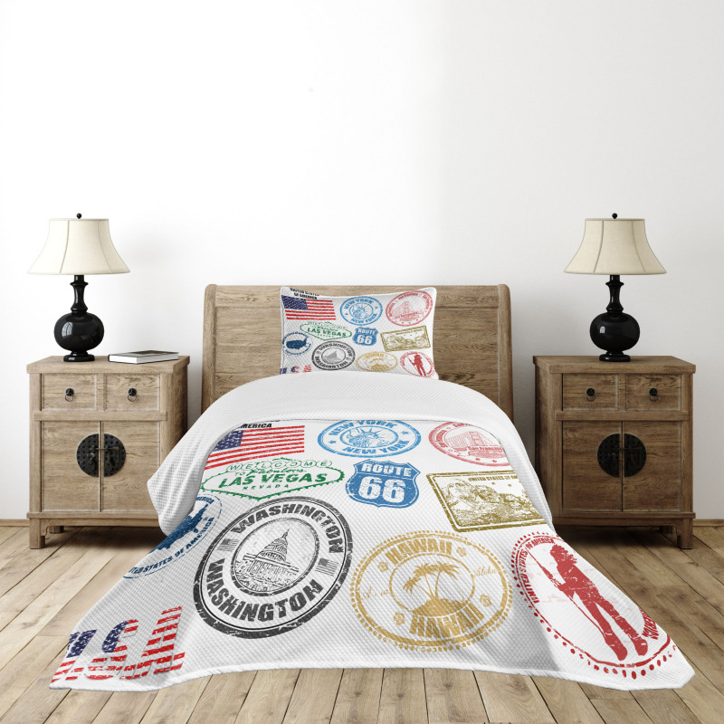 Grunge Stamps Bedspread Set