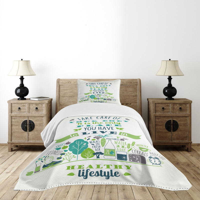 Positive Life Phrase Bedspread Set