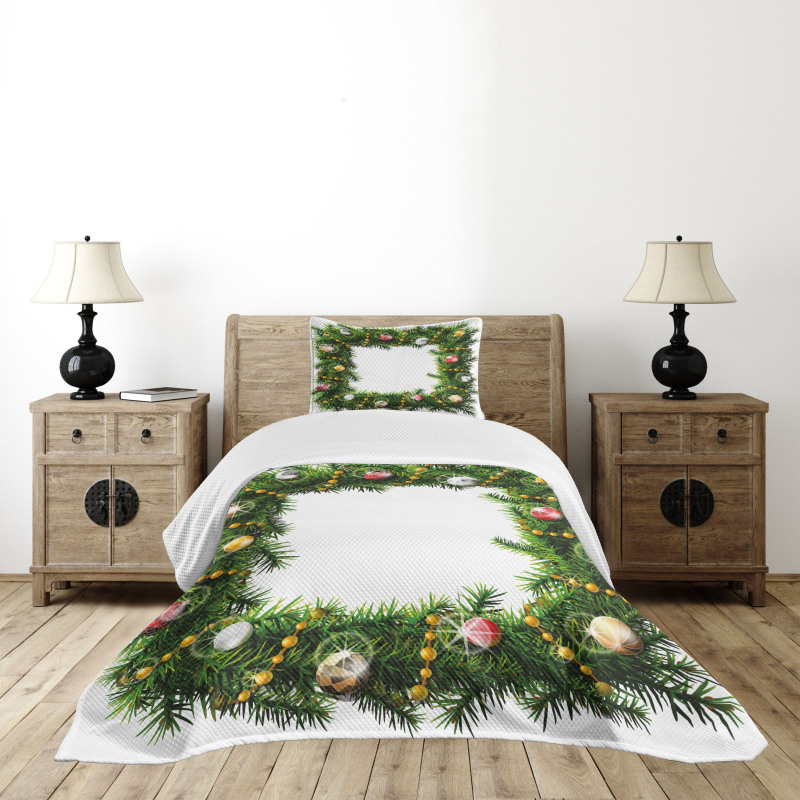 Winter Square Wreath Bedspread Set